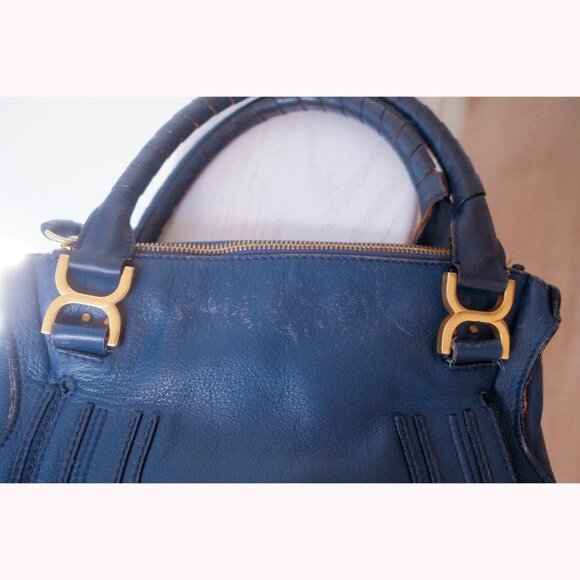 CHLOE MARCIE BAG Medium Calf Leather in a Stunning Blue Color, Gently Used - Picture 6 of 12